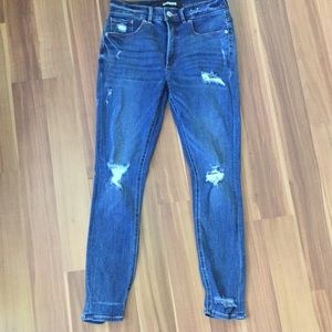 Express High Rise Distressed Jeans